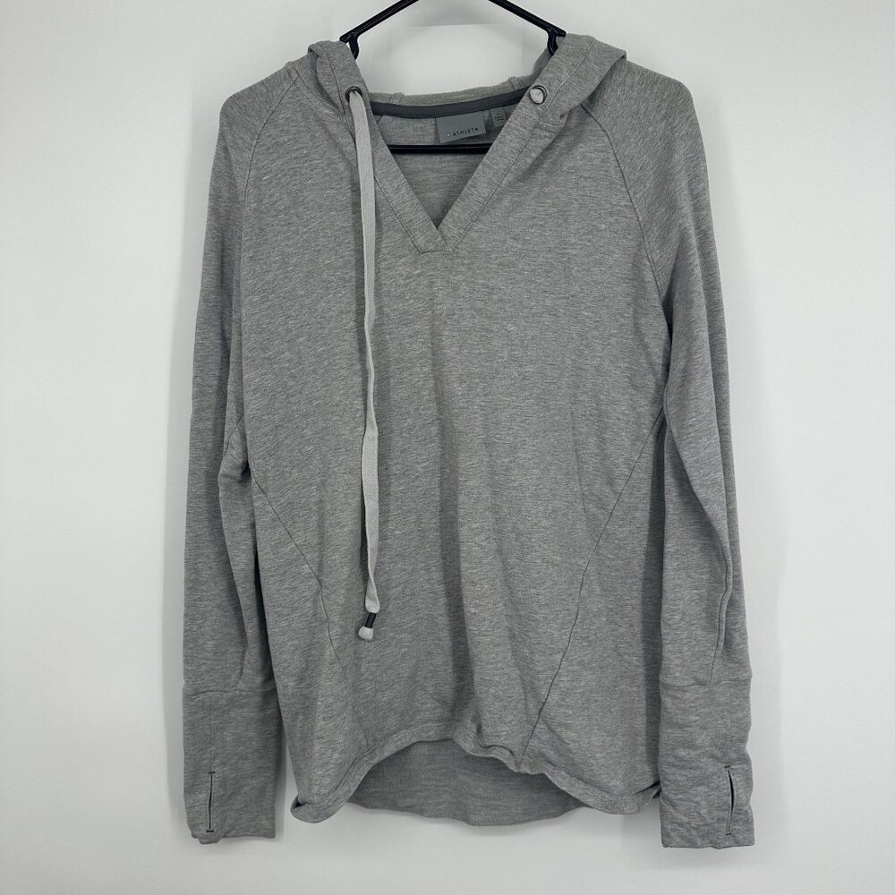 Athleta Women's Gray Hooded Sweatshirt Thumb Holes Size Small‎